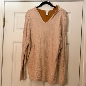 J. Jill Textured V-Neck Top in Pink and Mustard